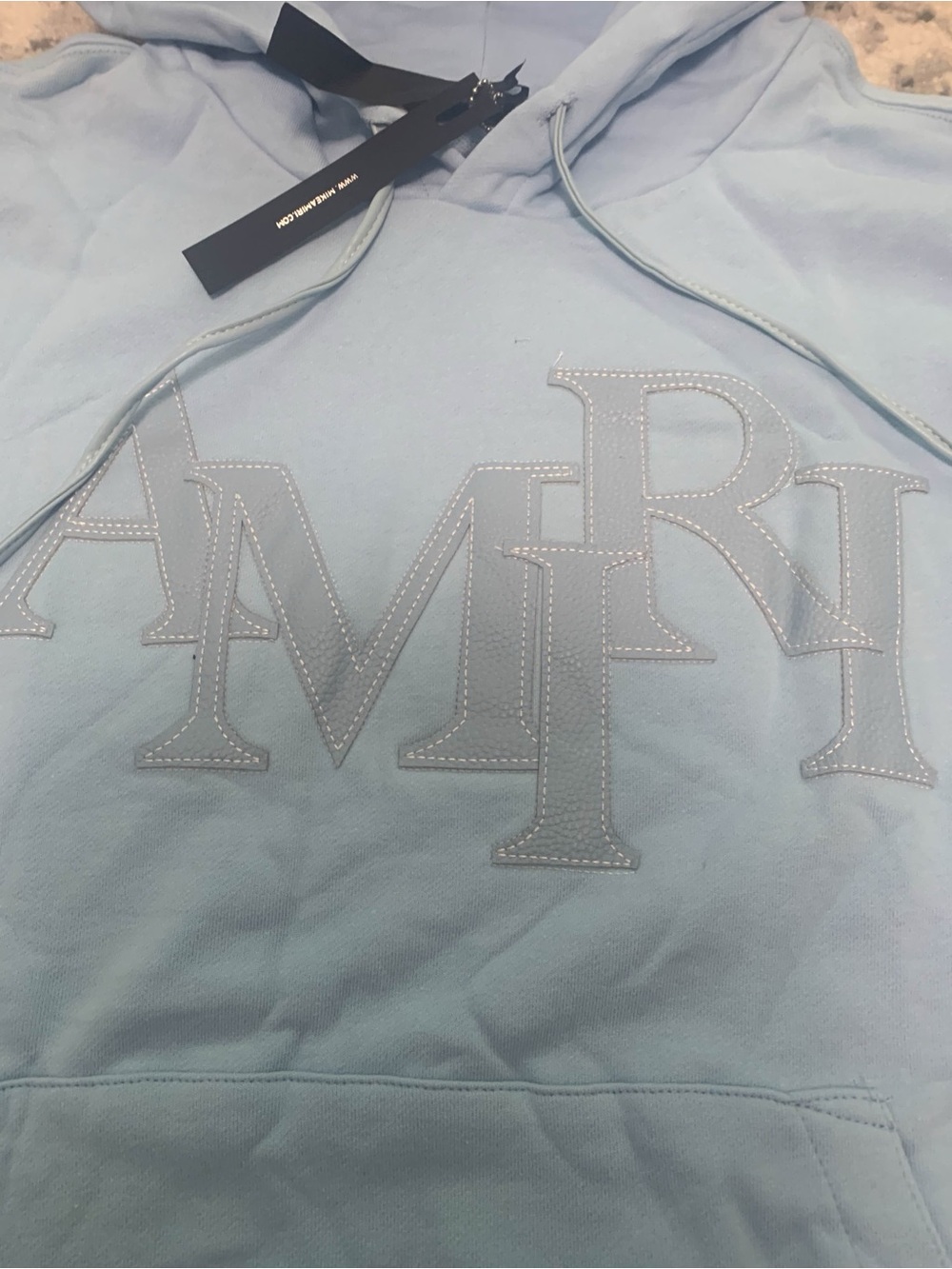 AMIRI Leather Logo Hoodie Men’s Medium - Picture 2 of 4